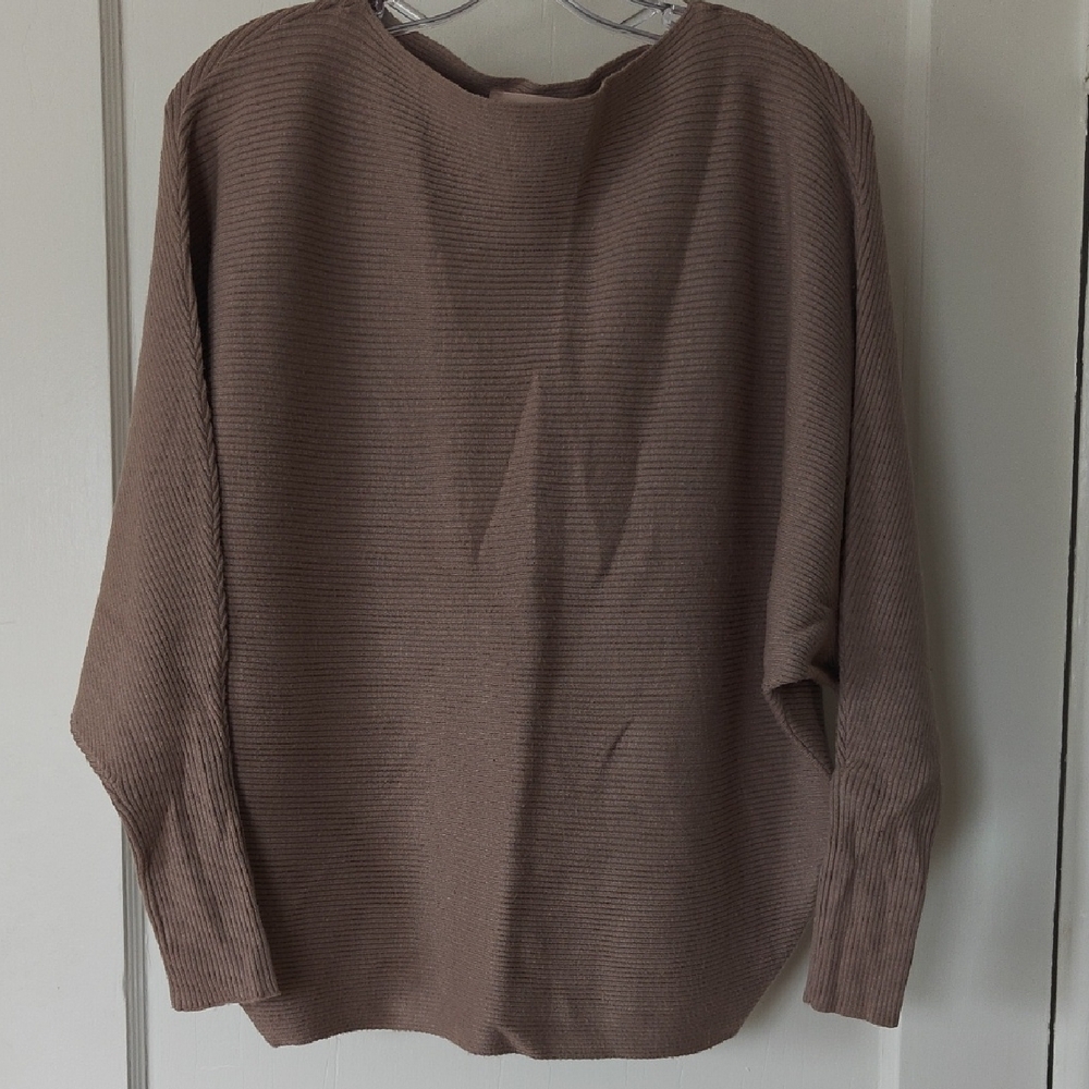 Philosophy Ribbed Taupe Crewneck Sweater